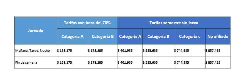 tarifas auxiliar en sistemas infromaticos