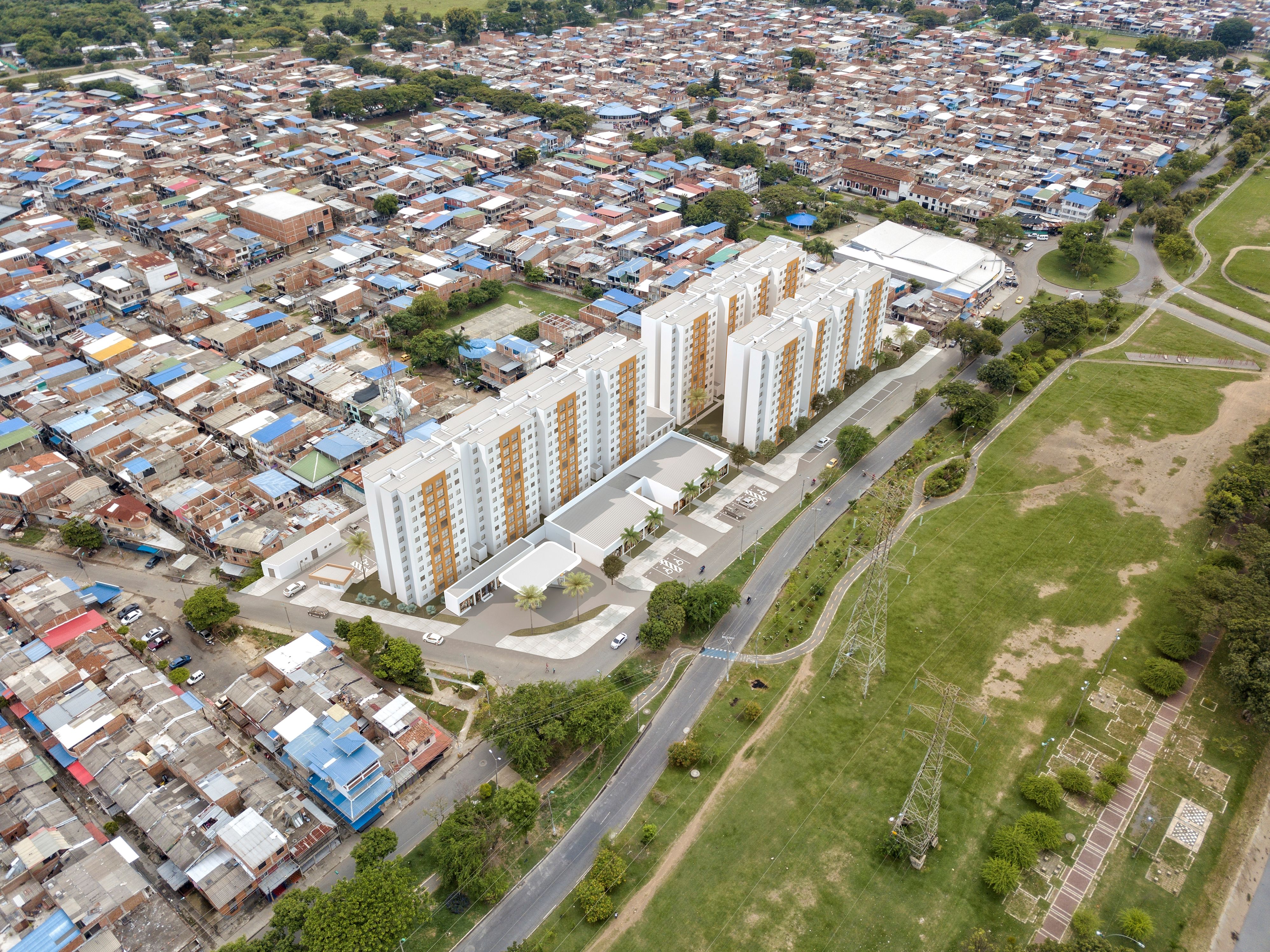 Fotomontaje aerreo Torres del parque